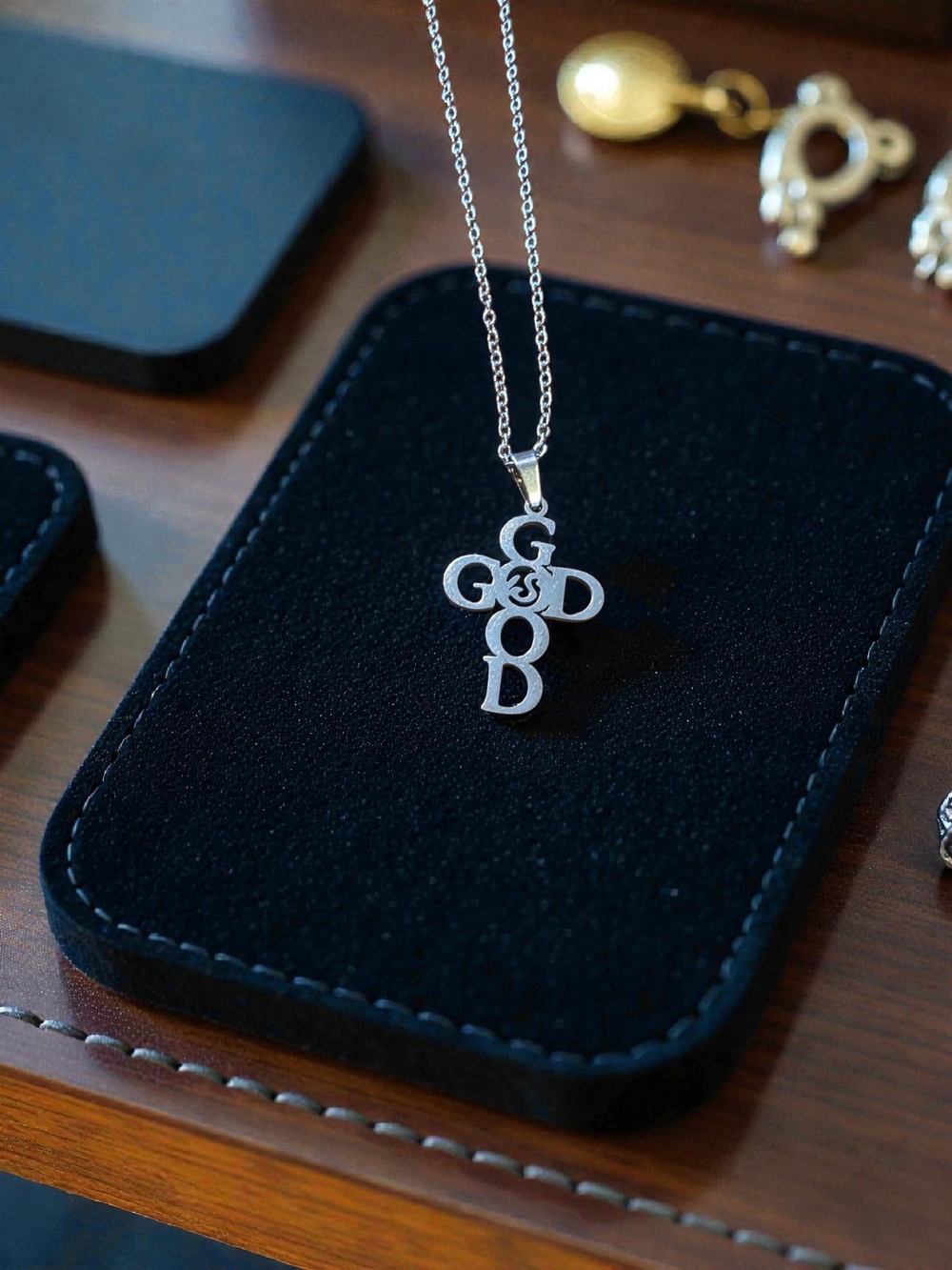 Silver God is Good Cross Pendant Necklace Christian